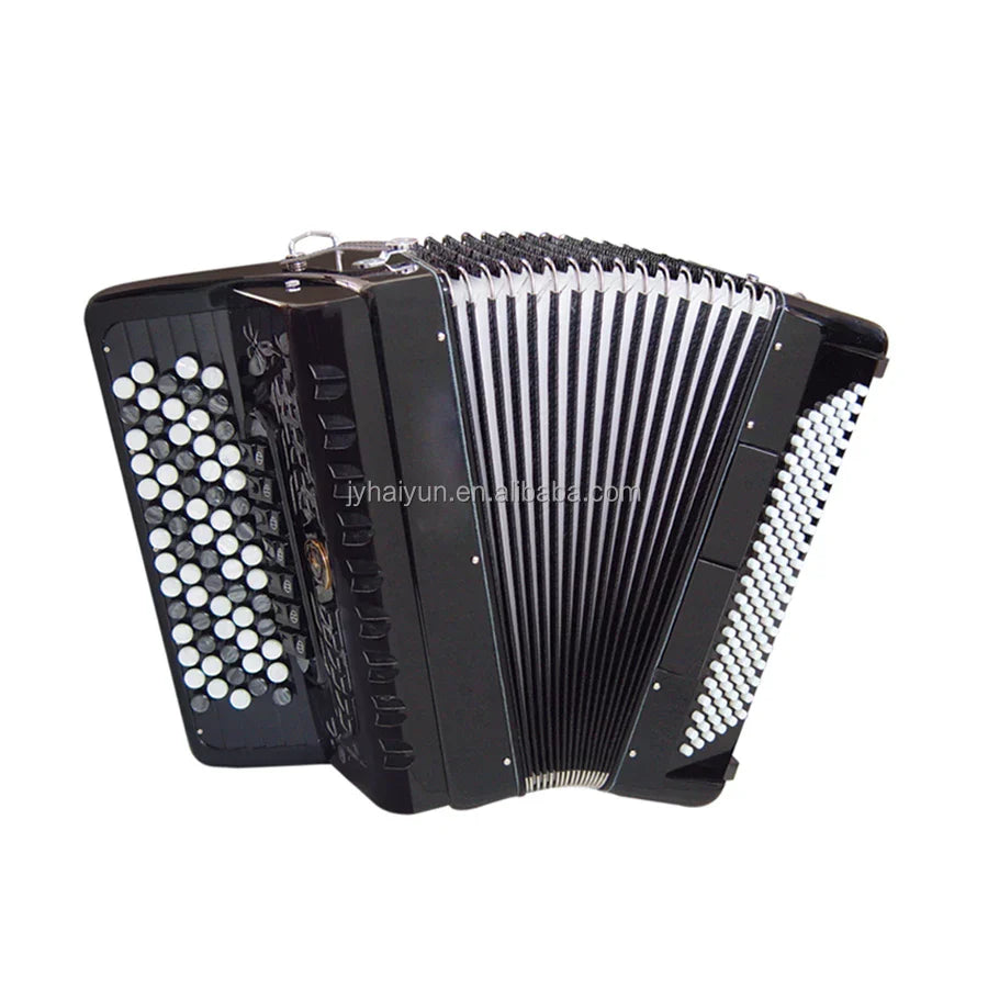 Black seasound oem professional diatonic accordion instrument acordeon jb5120 with white circular keys and glossy finish