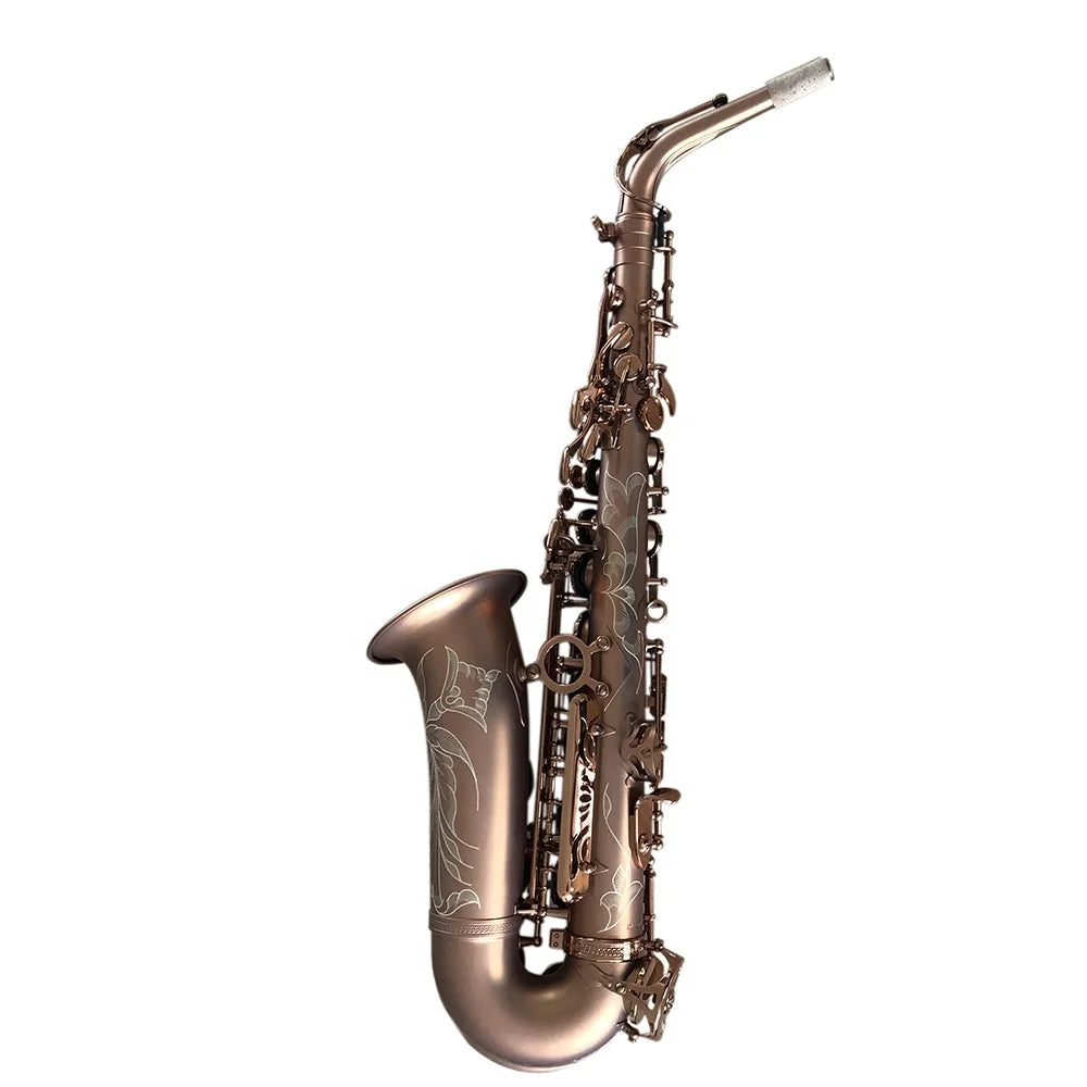 Bronze-colored seasound oem professional alto saxophone jyas102cfmt with intricate floral engravings and polished finish