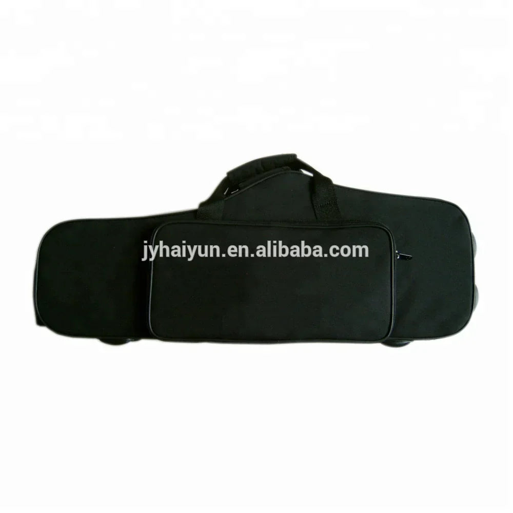 Black fabric instrument case with front zippered pocket and handle for seasound oem professional gold copper alto saxophone