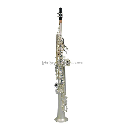 Silver soprano saxophone seasound oem professional jyss111s with black mouthpiece and polished metal keys for musicians