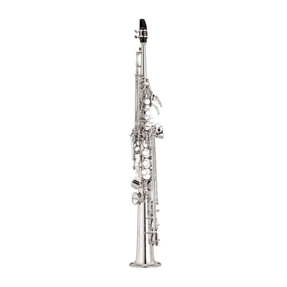 Silver yamaha soprano saxophone jyss111s with polished metallic finish and intricate keywork seasound oem professional tone premium instrument