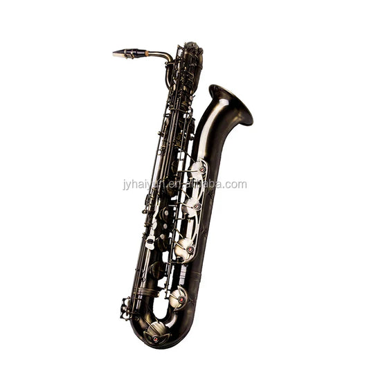 Seasound oem professional vintage color baritone saxophone jybs104vg with black body and silver-toned keys and accents