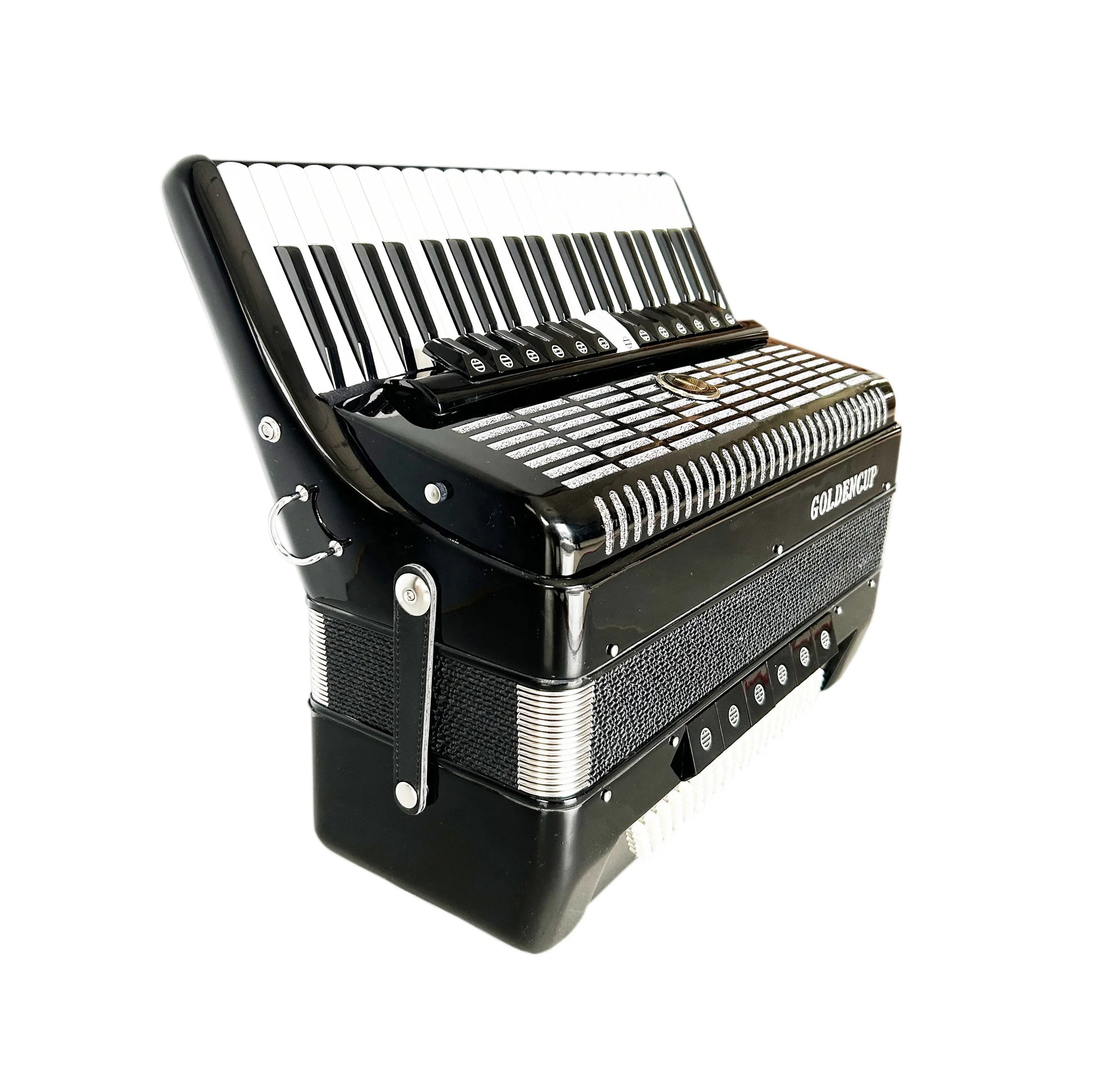Black golden cup seasound professional piano keyboard accordion instrument acordeon jp2012b with silver accents and wood material