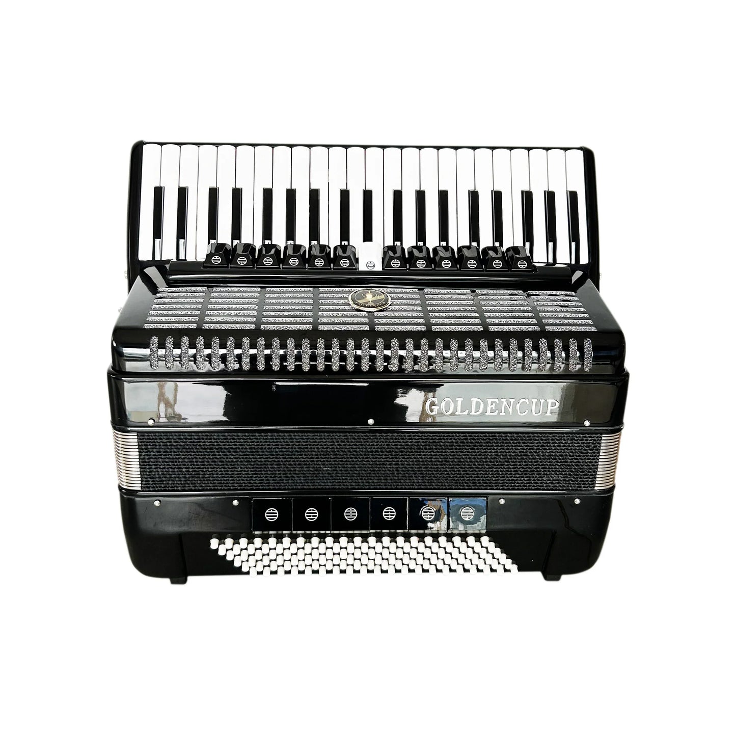 Black golden seasound professional piano keyboard accordion jp2012b with 41 keys and chrome accents wood material