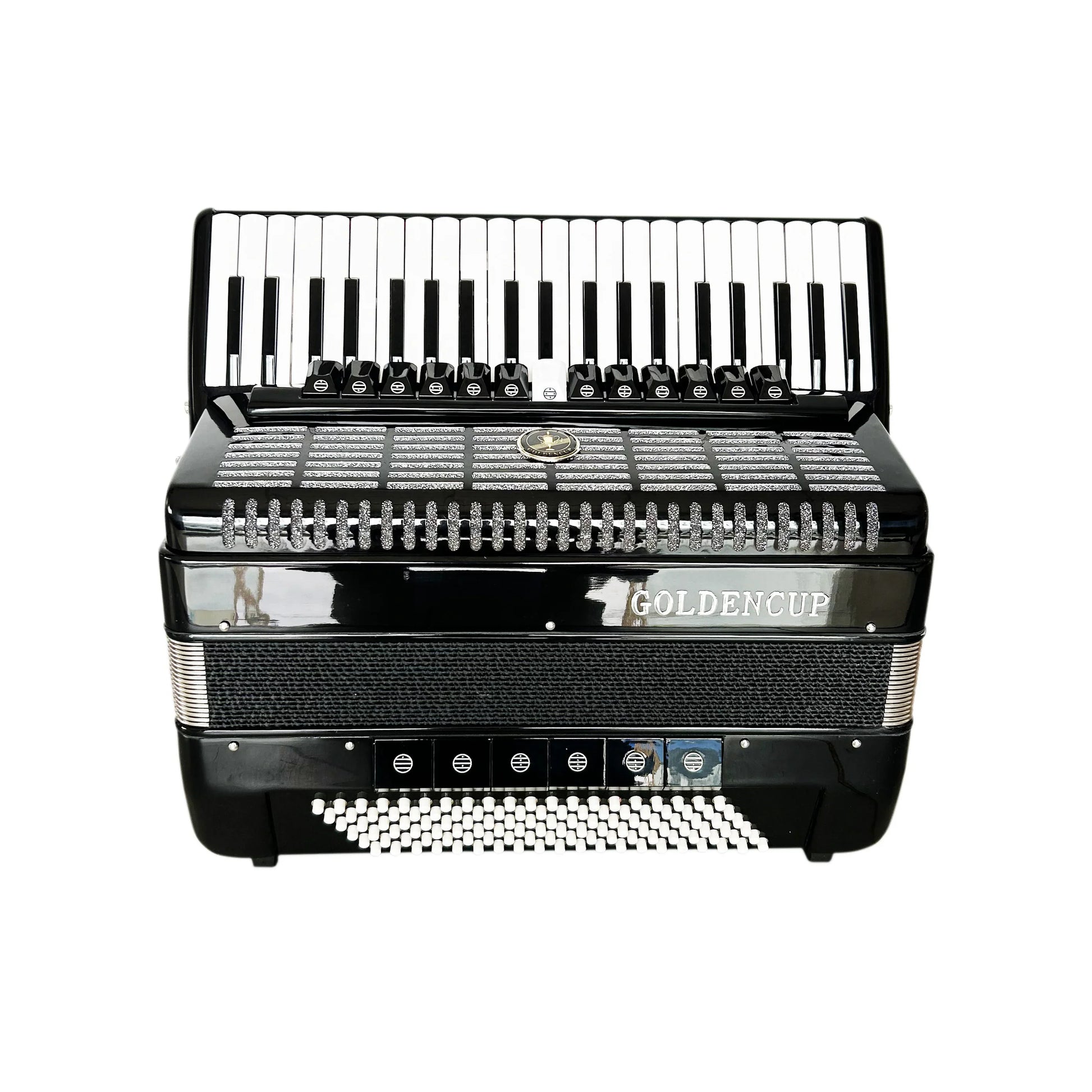 Black golden seasound professional piano keyboard accordion jp2012b with 41 keys and chrome accents wood material