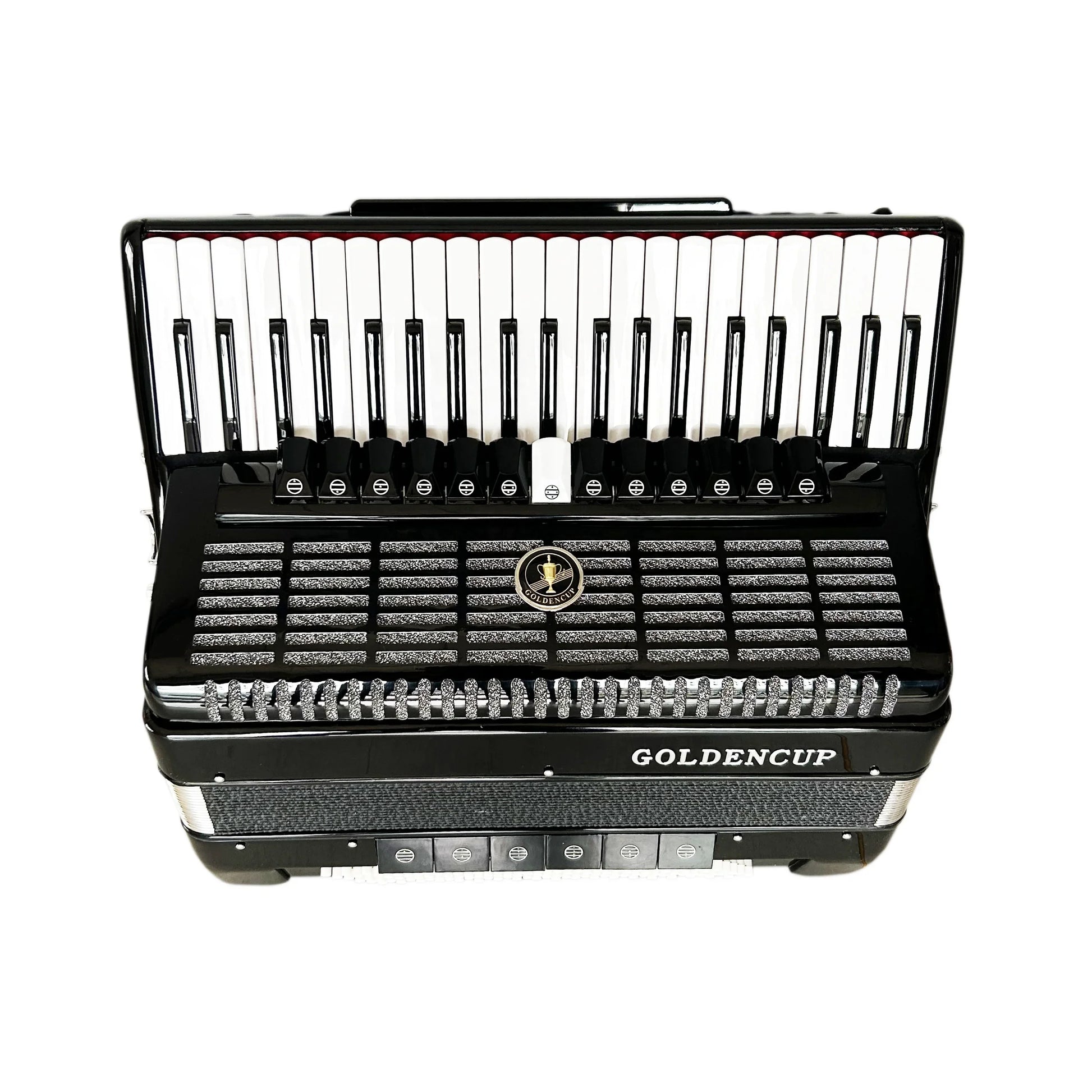 Black golden cup seasound professional piano keyboard accordion instrument acordeon jp2012b with glossy finish and silver accents
