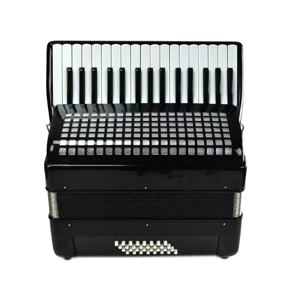 Black seasound keyboard accordion jp3232 with 32 keys and bass black celluloid piano keyboard finish