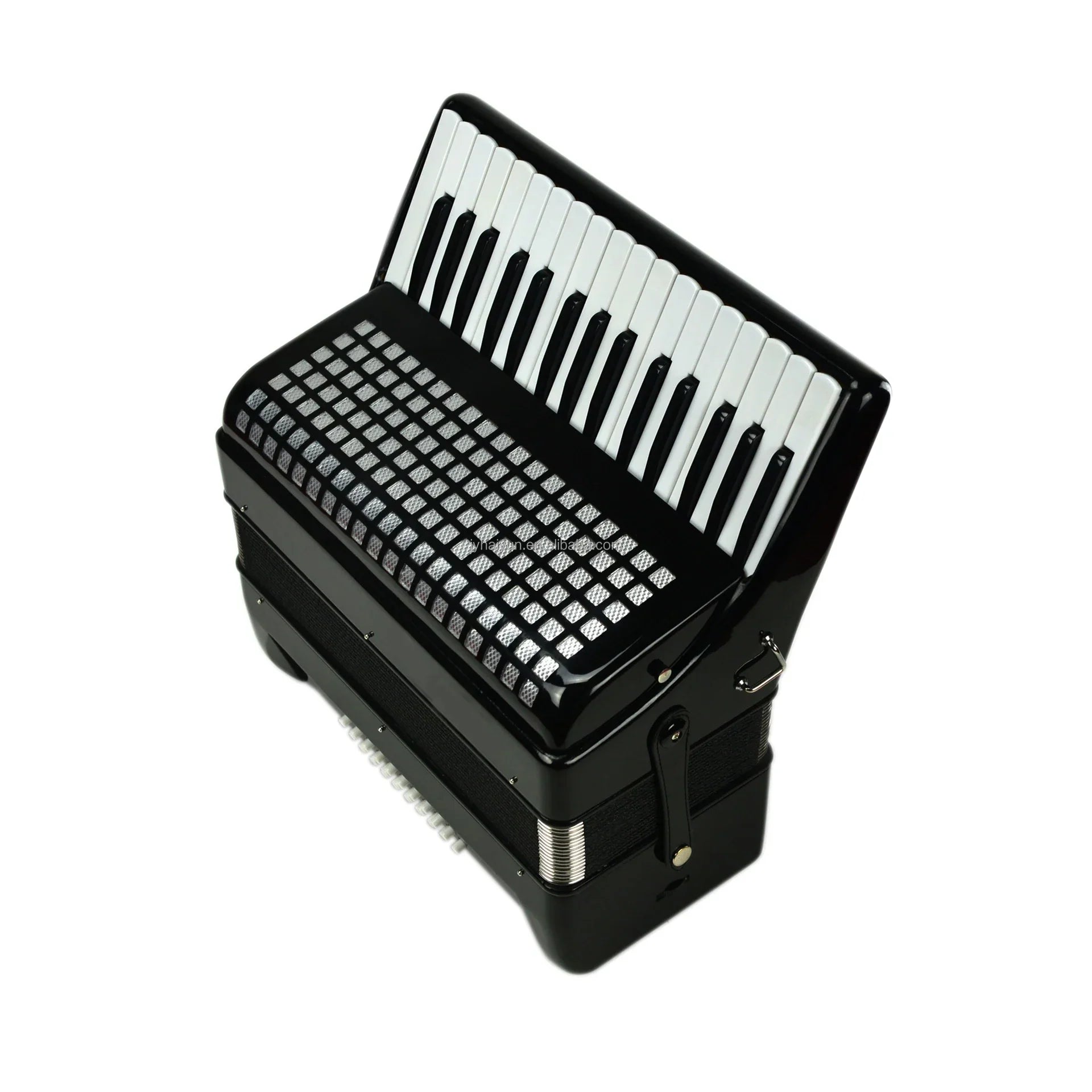 Black seasound keyboard accordion jp3232 with 32 keys 32 bass celluloid piano keyboard and silver bellows accents