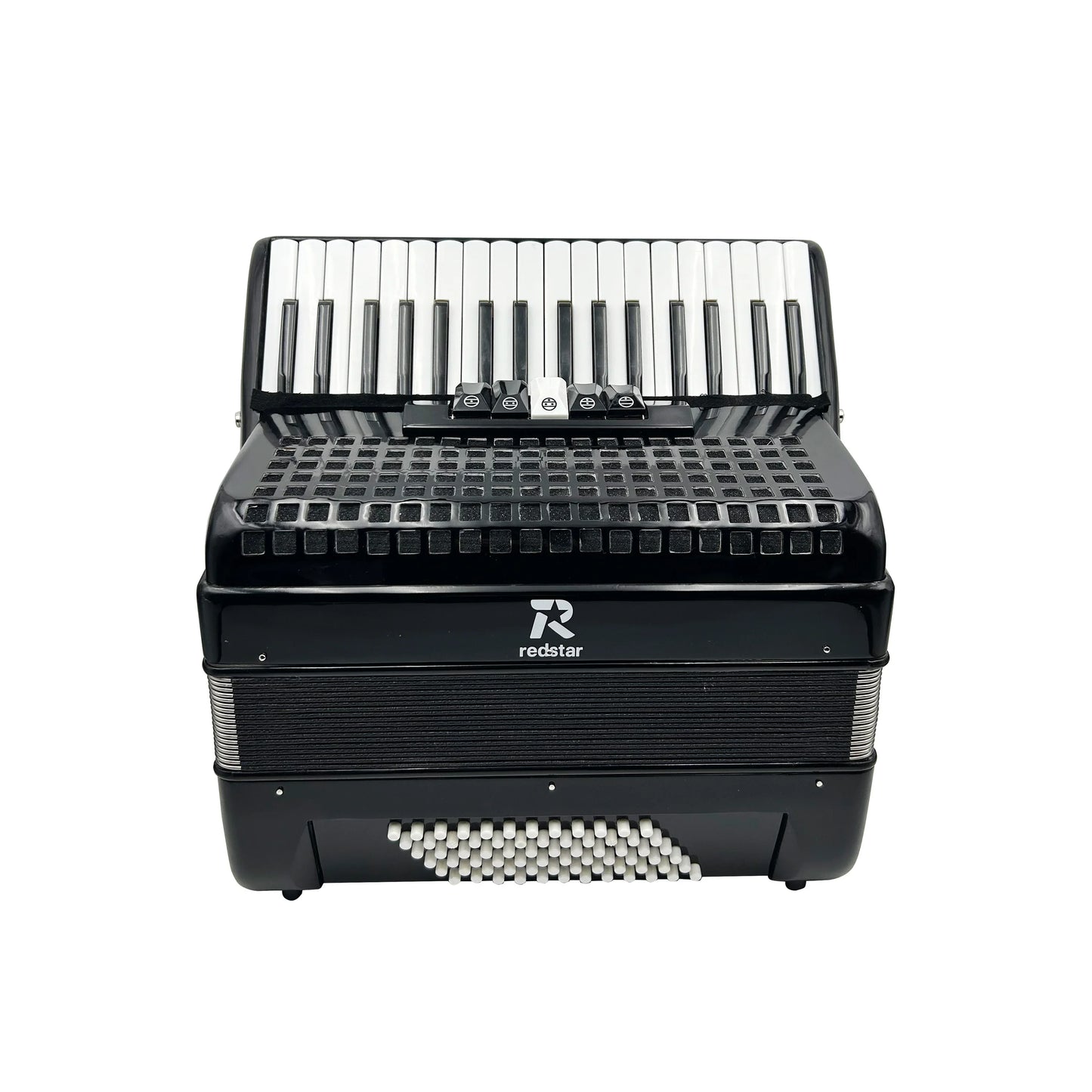 Seasound professional keyboard accordion jp3472b black redstar piano with registers chromatic conformation and silver accents