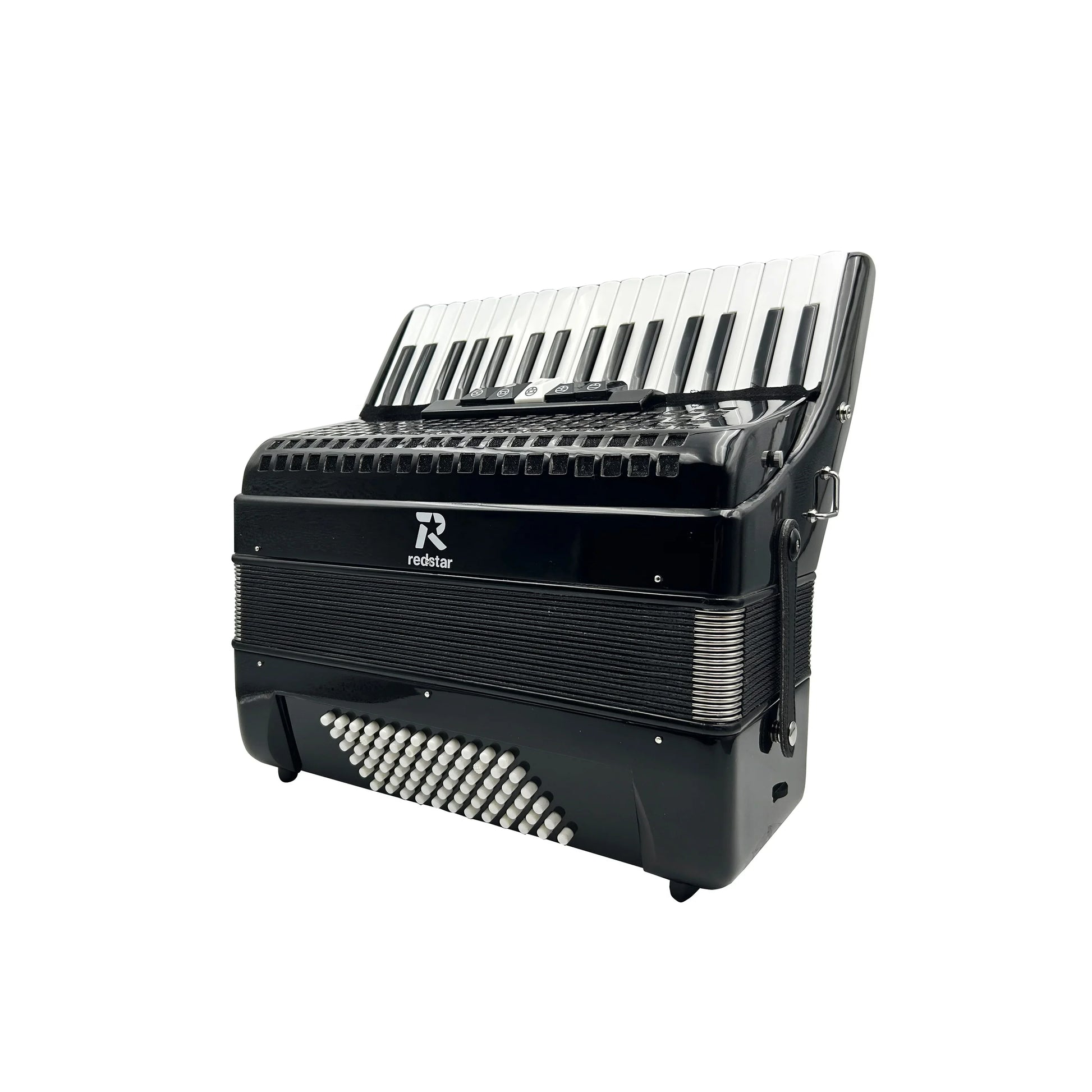 Black redstar keyboard accordion jp3472b with glossy finish silver keys 34-key 72-bass seasound professional instrument