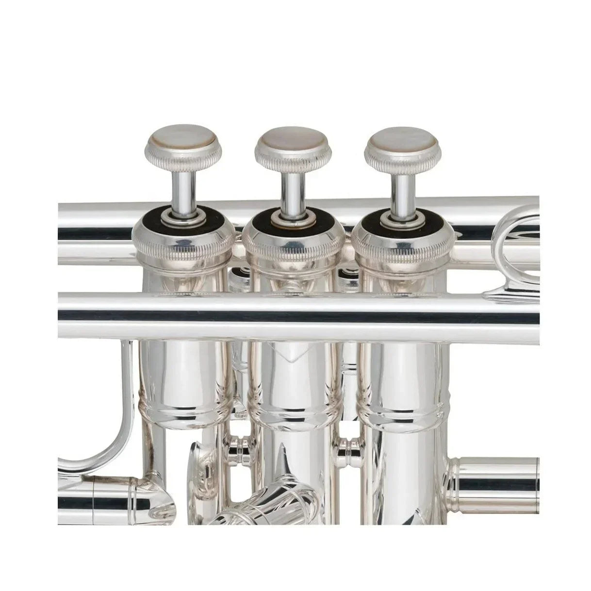Shiny silver seasound professional master brass instrument tenor trumpet with three valve caps and stainless steel pistons