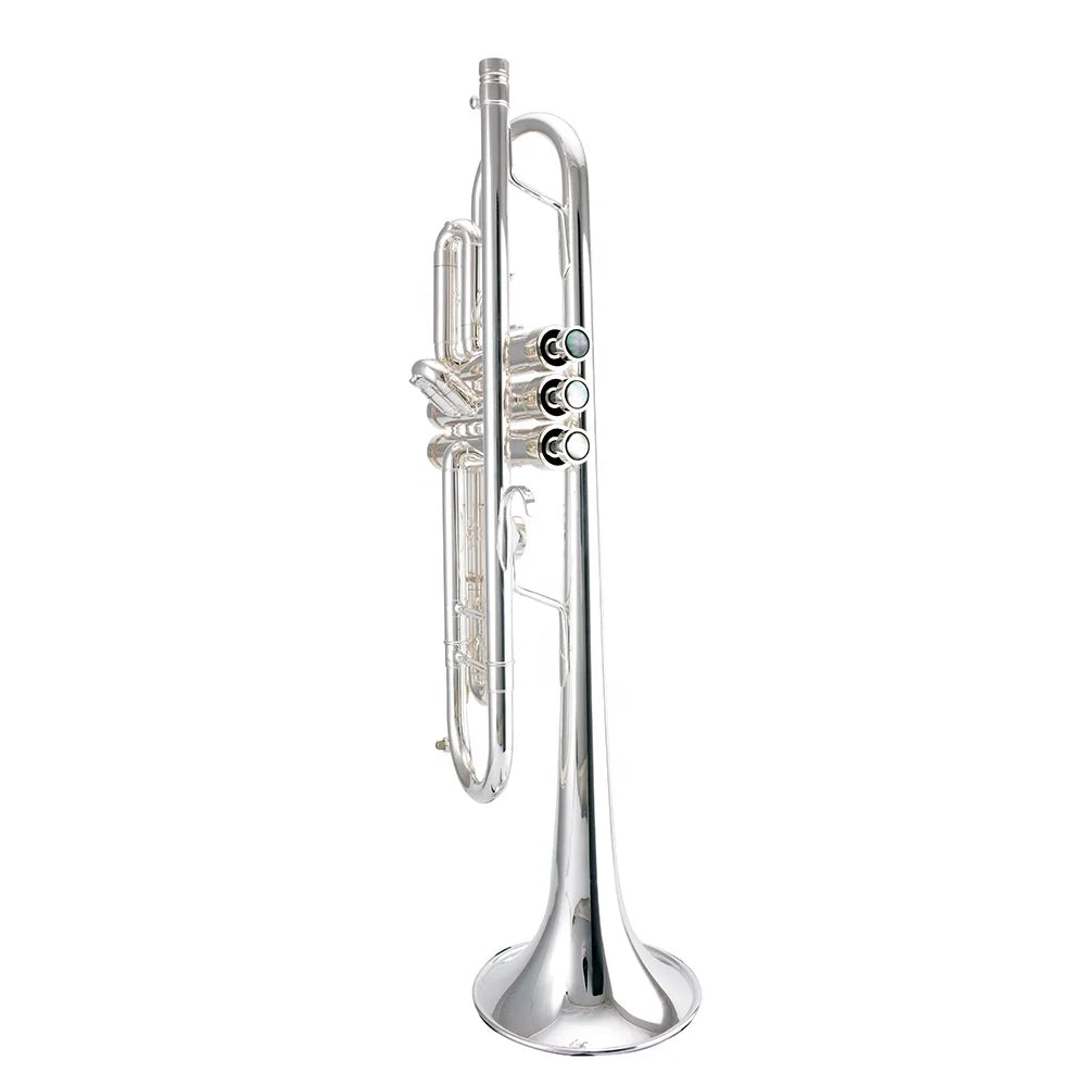 Shiny silver seasound professional silver edward trumpet with polished brass instrument trompeta and three valves