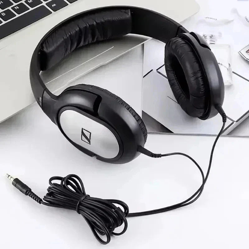 Black sennheiser hd206 noise cancelling over-ear headphones with silver accent, padded earcups, and enclosed dynamic design for sound high resolution