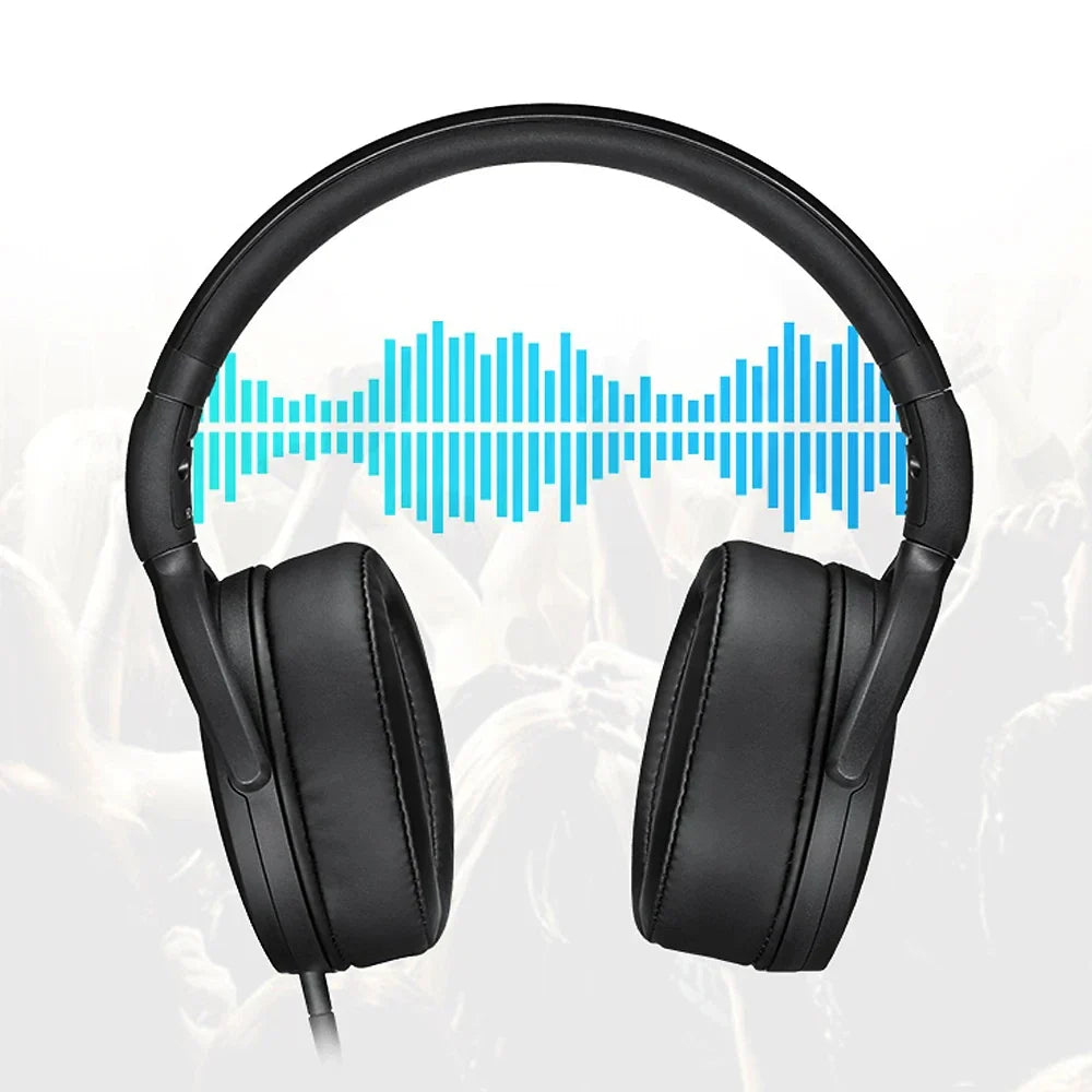 Black sennheiser hd400s headphones with padded earcups and bass noise reduction for esports gaming use