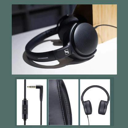 Black sennheiser hd400s headphones with padded earcups and bass noise reduction for esports and wired use