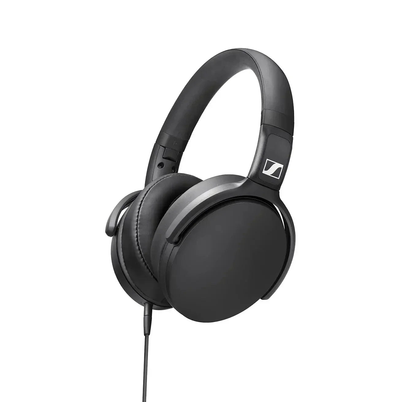 Black sennheiser hd400s headphones with matte finish padded earcups and bass noise reduction for esports use