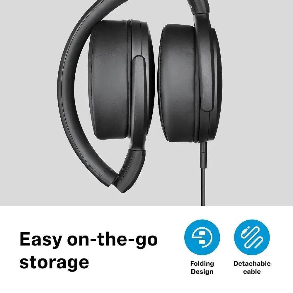 Black sennheiser hd400s headphones with sleek design detachable cable and bass noise reduction for noise reduction esports use