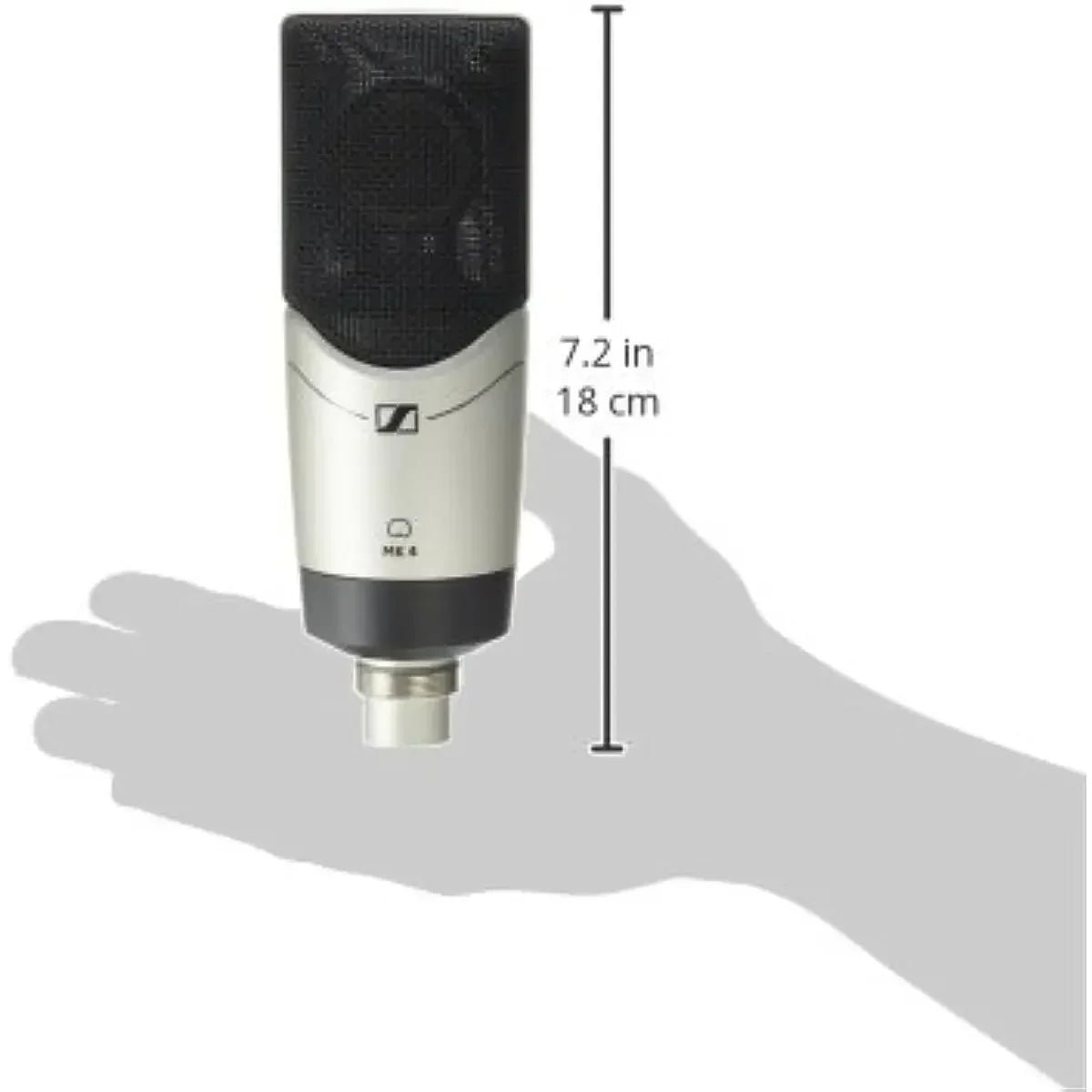 Sennheiser mk4 large diaphragm professional karaoke condenser microphone with black grille and silver body for live broadcast professional use