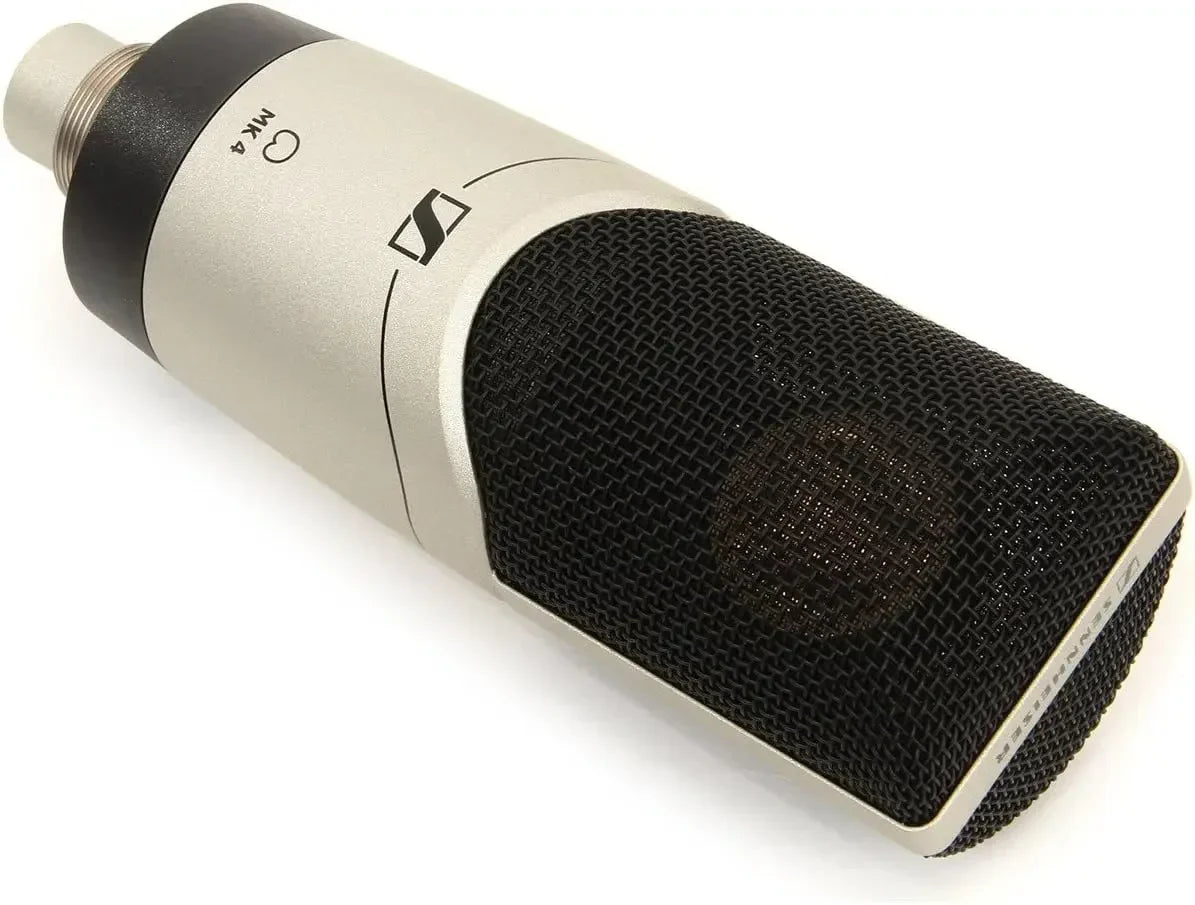 Sennheiser mk4 large silver body karaoke condenser microphone with black mesh grille for live broadcast professional use