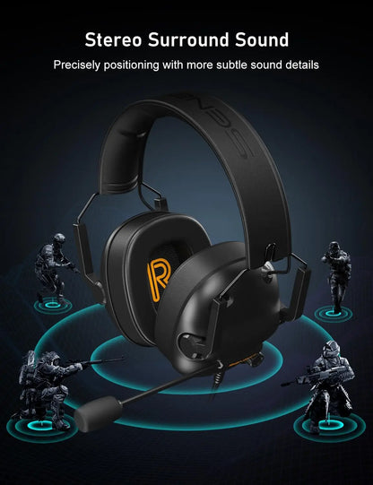 Black senzer sg500 pro gaming headset with orange r logo, surround sound pro and noise cancelling microphone for gaming