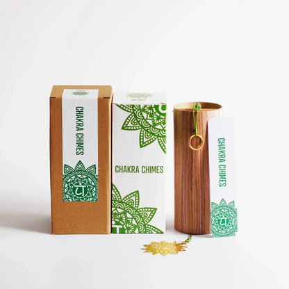 Wooden cylindrical seventh chord wind chimes with gold ring and tassel for meditation yoga japanese sound therapy
