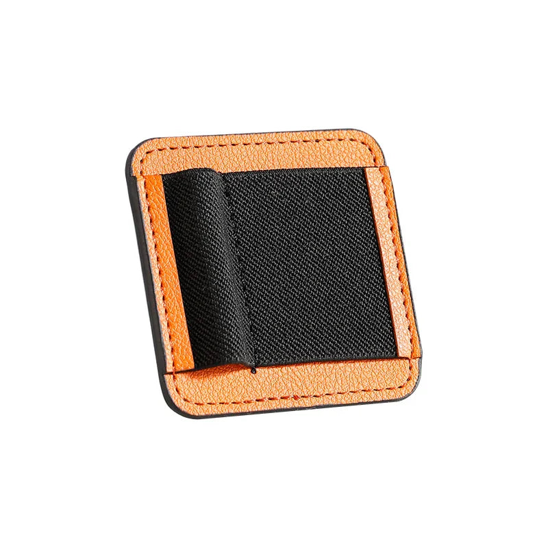 Orange leather shanling usb dongles dac amp pouch with black fabric insert and magnetic elastic bands for phones