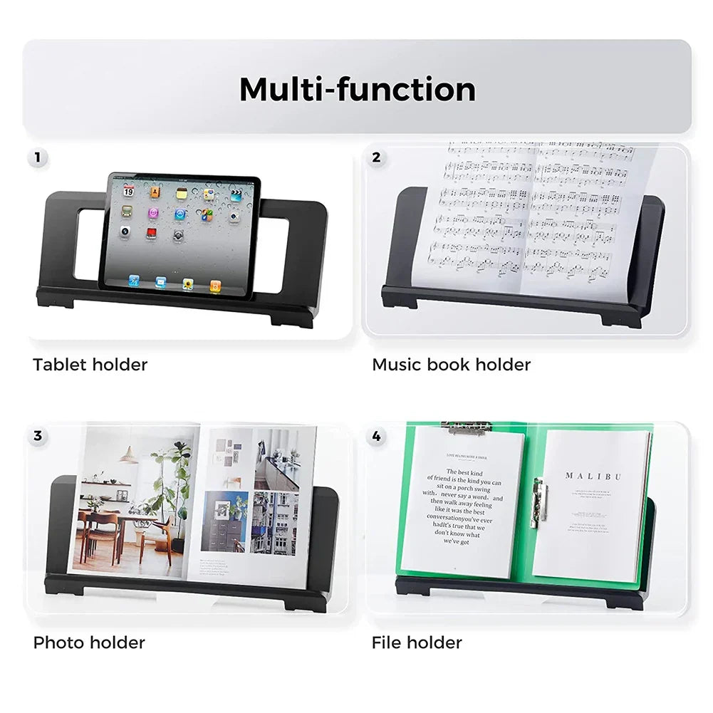 Black multi-function sheet music stand with portable desktop book design compatible with roland yamaha p35 keyboards