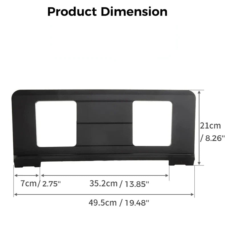 Black plastic music stand portable bed rail with two rectangular cutouts for casio roland yamaha p35 p45 p48 p105 p115 p121