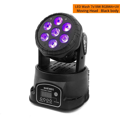 Black plastic shehds 1pcs led 7x12w par light with seven purple glowing bulbs and digital control panel for dj use