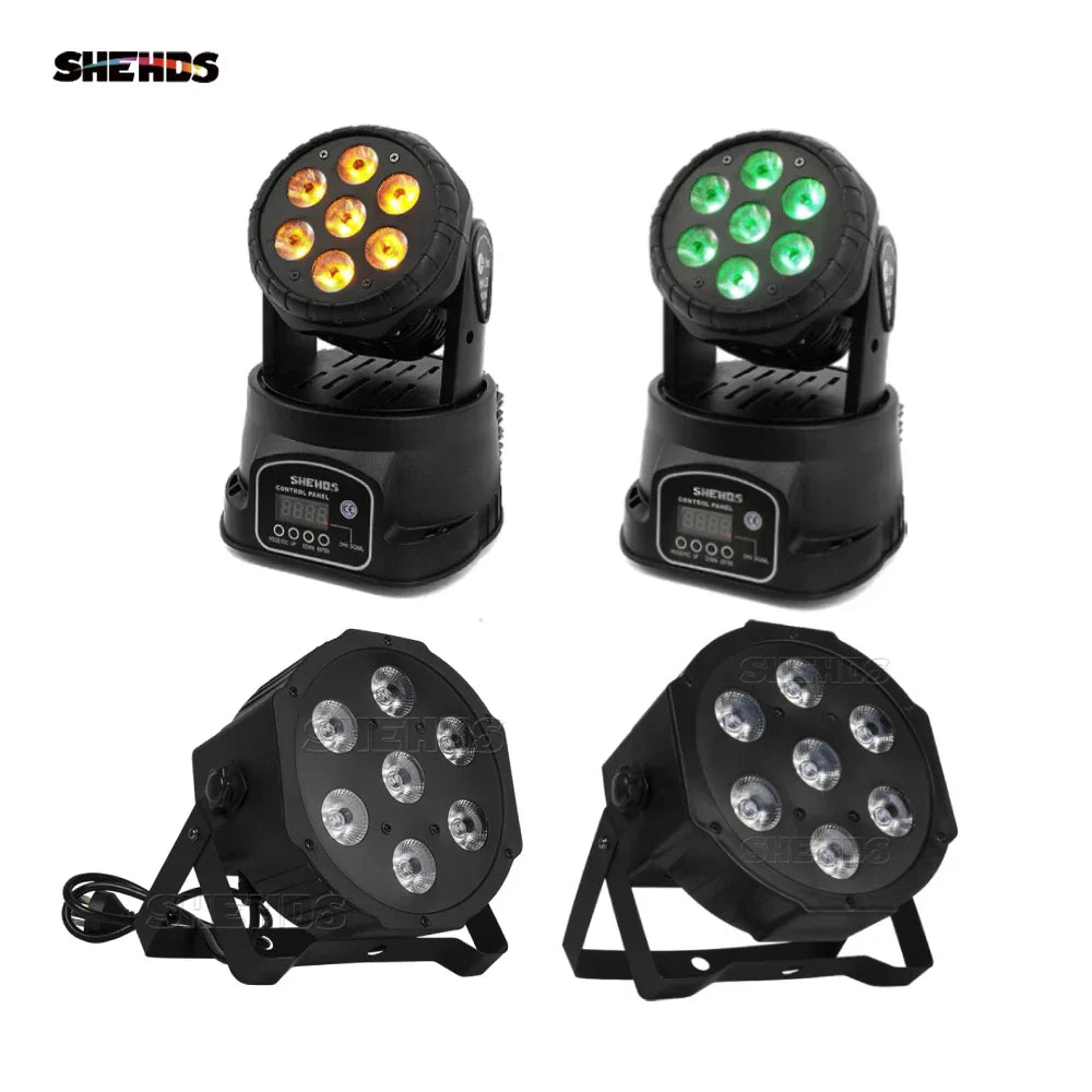 Black shehds 1pcs led 7x12w par light with seven adjustable rgbwa uv bulbs and digital dmx 512 control panel