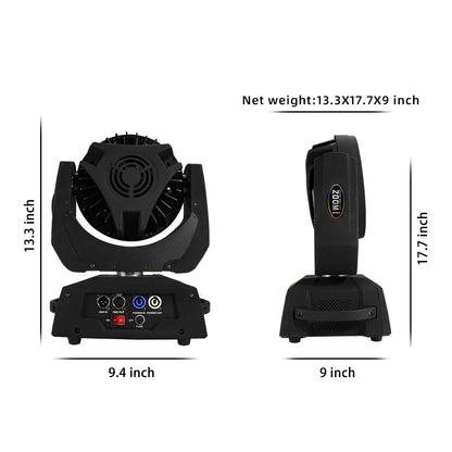 Black zoom brand 36x18w led wash zoom moving head spotlight with circular fan grille and control ports on base back side