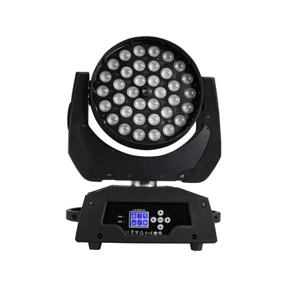 Black led wash zoom moving head spotlight with 36 circular bulbs 36x18w led wash for parties concerts weddings