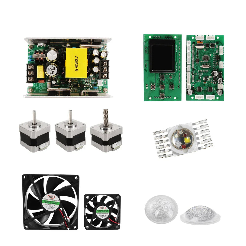 Green circuit board with silver connectors and black screen for shehds 36x18w led wash zoom moving head light