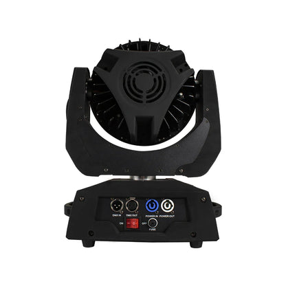 Black professional stage lighting fixture with circular head and dmx control panel for 36x18w led wash zoom disco music dance use