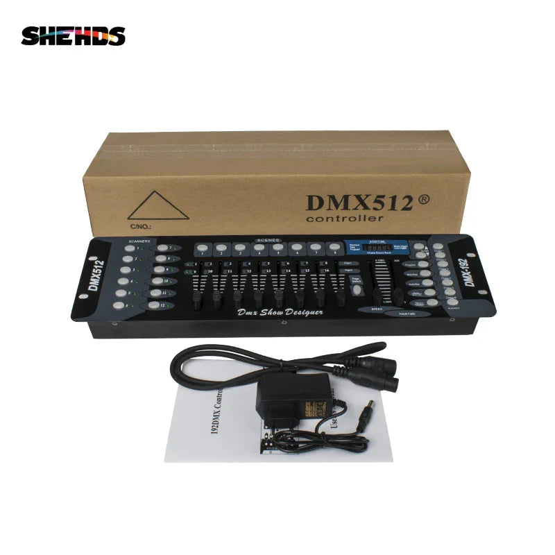 Black SHEHDS new 192 dmx controller dj equipment with glossy finish and lcd display for console stage lighting and moving head spotlights