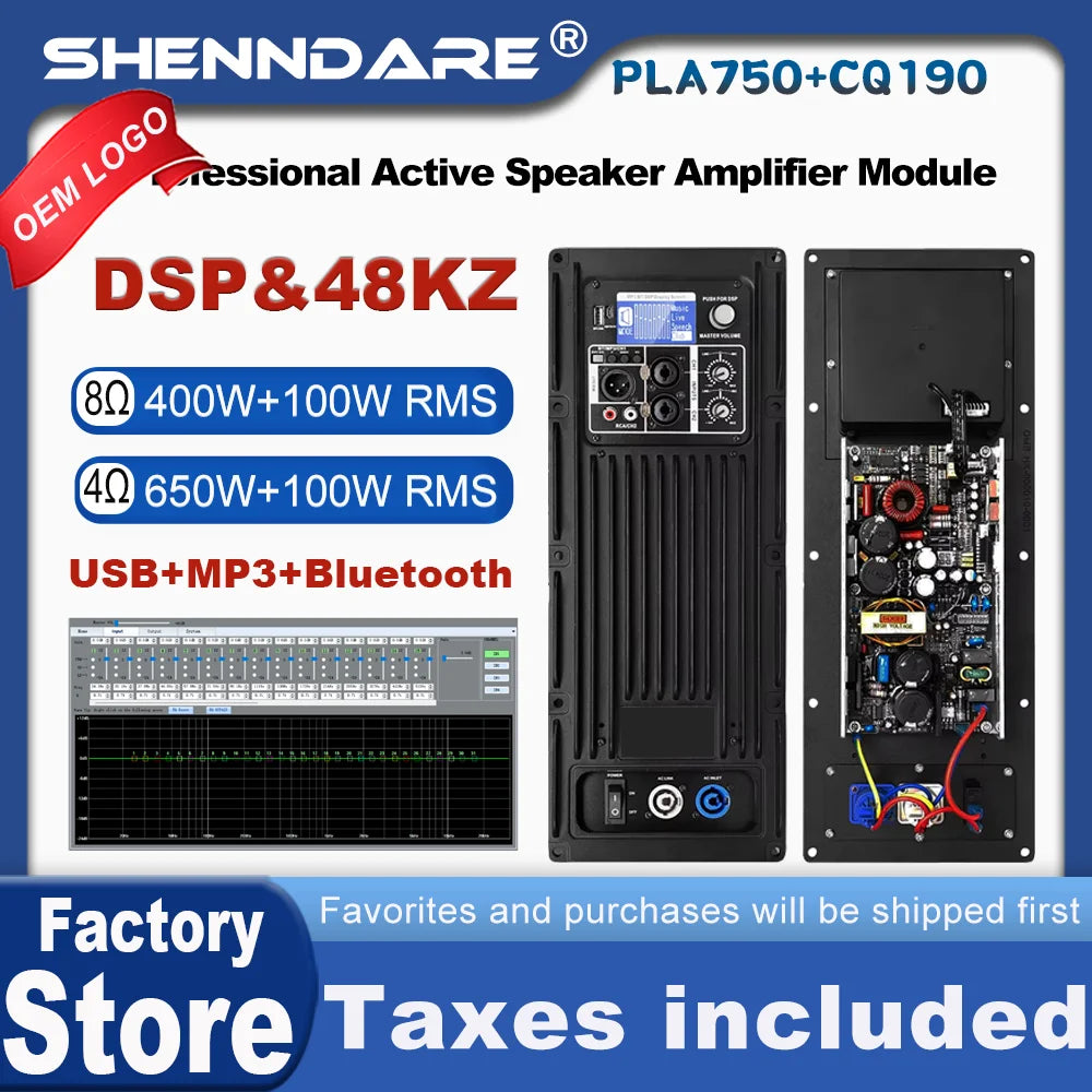 Black shennDare pla750+cq190 active speaker amplifier module with dsp 48khz usb mp3 bluetooth subwoofer power amplifier