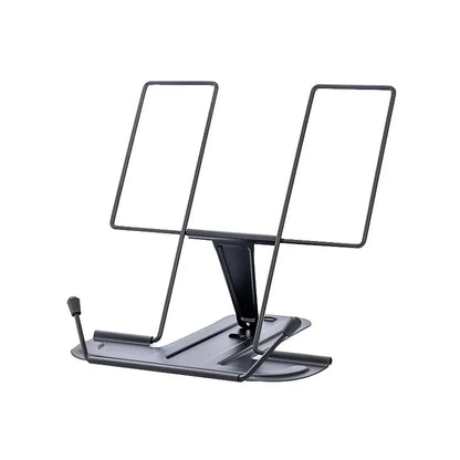 Black metal reading stand with adjustable height and angle foldable and stable music score stand portable bookshelf