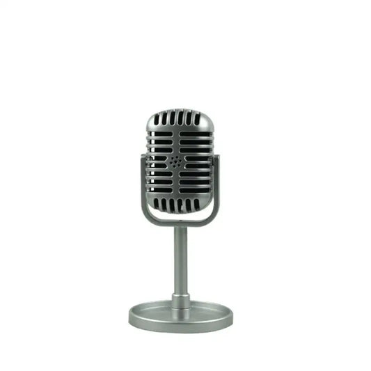 Vintage-style silver simulation classic retro dynamic vocal microphone with classic grille and stand for live performanc karaoke