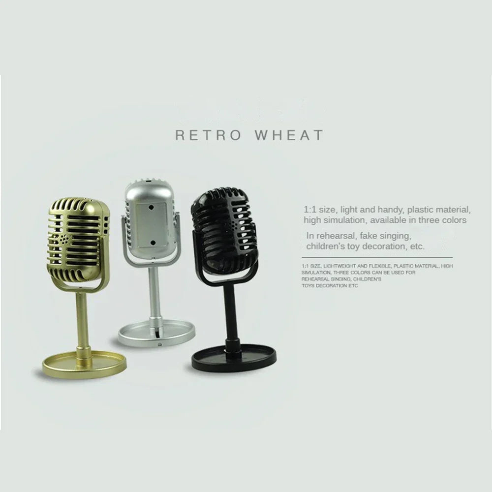 Three simulation classic retro vocal microphone vintage style mics in gold silver and black plastic for live performanc karaoke