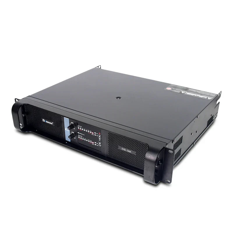 Black metal channel 2u rack sinbosen 2 channel 4400 watts professional power amplifier with control panel and indicator lights