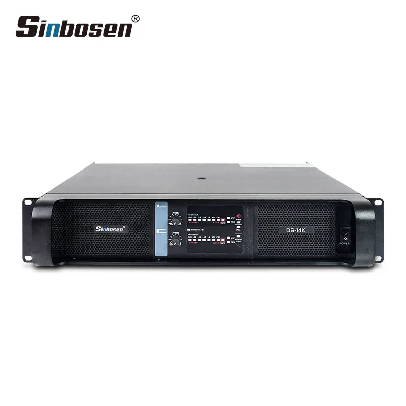 Black sinbosen ds-14k 2 channel 4000w sound professional subwoofer power amplifier with illuminated control panel
