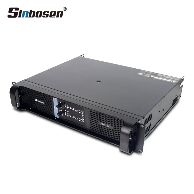 Black sinbosen ds-14k 2 channel 4000w sound professional subwoofer power amplifier with sleek metal chassis and ventilation grilles