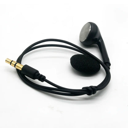 Black single sided wired walkie talkie multifunctional mono headphone earbud with gold plated 3.5mm jack and foam tip
