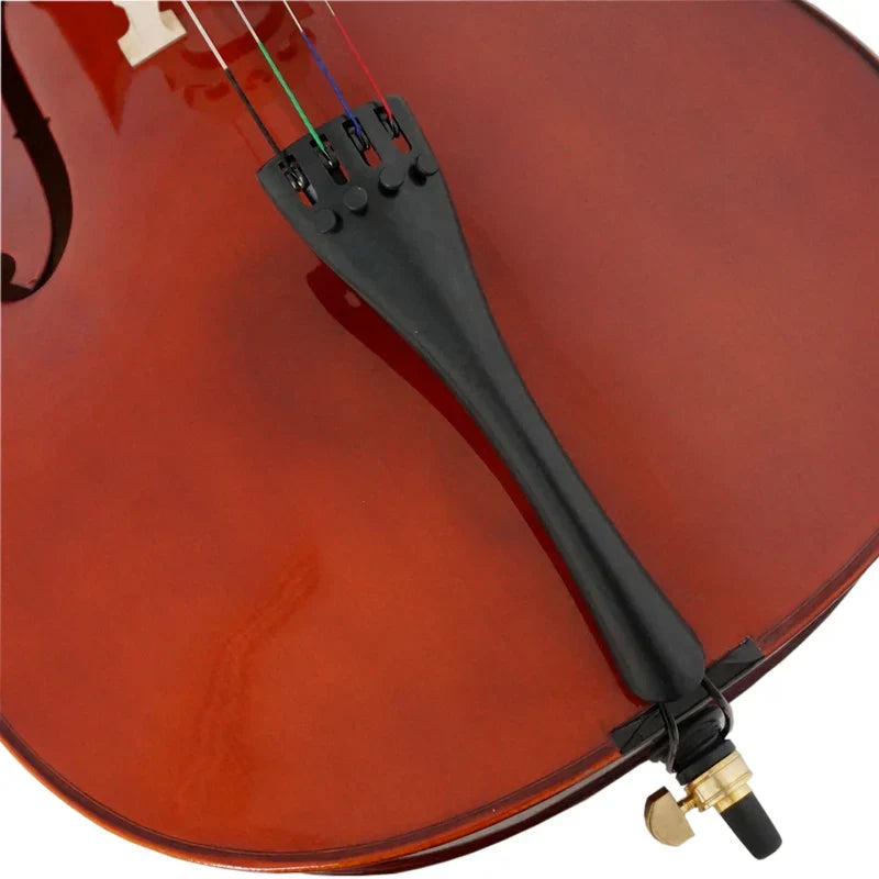 Black bridge with gold tuning pegs on sinomusik high quality all solid red brown spraying cello varnish professional string musical instrument