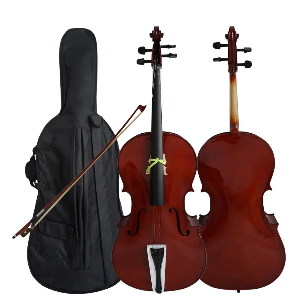 Sinomusik high quality all solid red brown spraying cello varnish professional string musical instrument with bag and bow
