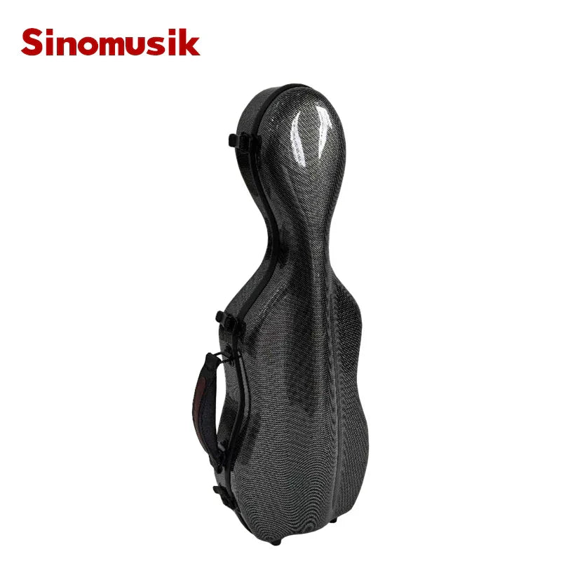 Sinomusik high quality black carbon fiber hard case archtop with textured surface and white reflective accents wholesale factory
