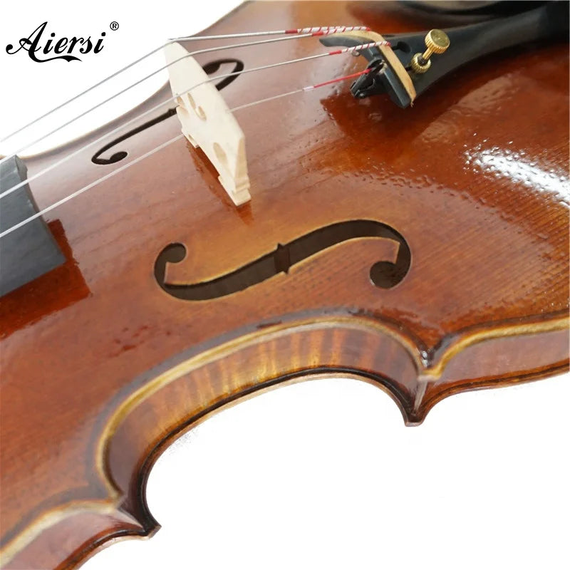 Sinomusik high quality master level violin with rich glossy brown italian style varnished wood and black f-holes