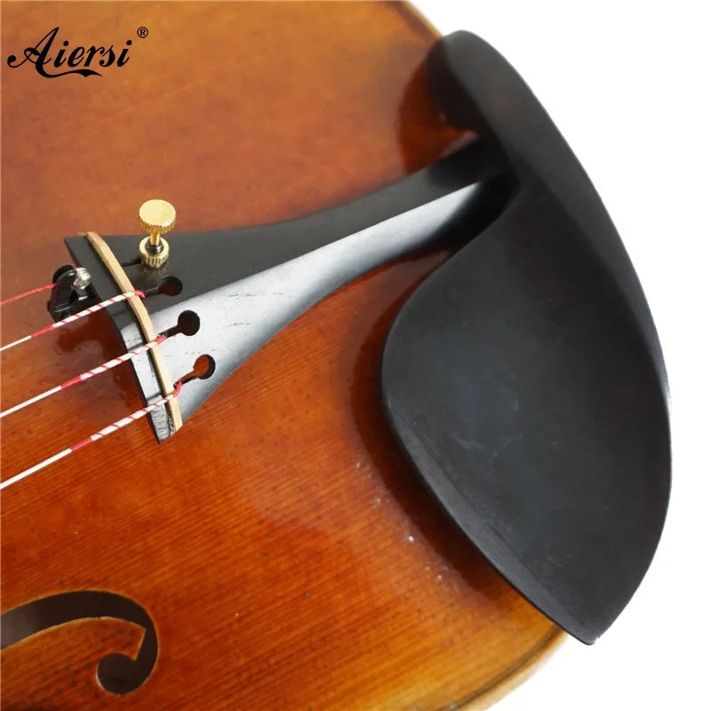 Sinomusik high quality master level violin with warm brown italian style varnished wood body and black scroll and tailpiece