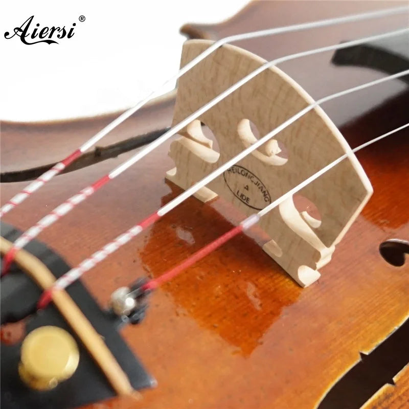 Aiersi light-colored wooden violin bridge with natural grain and carved cutouts for sinomusik high quality master level violin brown italian style