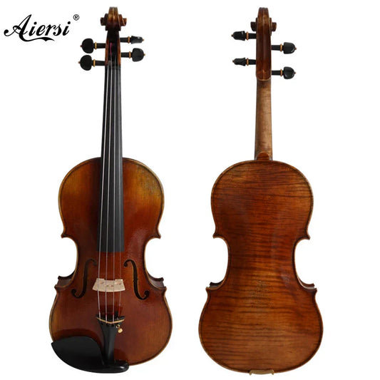 Aiersi sinomusik high quality master level violin with rich warm brown Italian style varnished wood and black fittings